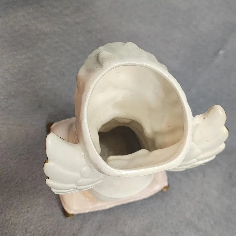 Vintage Lefton Praying Angel Planter White Gold Trim Japan Cherub‎ 5.5in